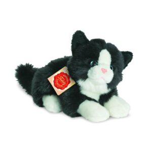 Katze liegend schwarz/weiß 20 cm