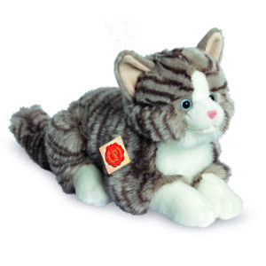 Katze liegend grau 30 cm