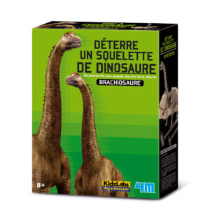 4M Kidzlabs: DETERRE-TON-DINOSAURE (Brachiosaure) / EMBALLAGE  F R A N C A I S, squelette dans un bloc de plâtre, boîte 17x22x6cm, 7+