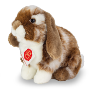 Hase sitzend dunkelbraun/weiß gescheckt 20 cm